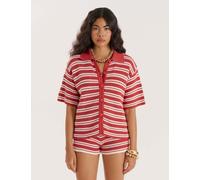 4Th & Reckless Women's Knitted Striped Relaxed Beach Shirt - 12 - Red Mix, Red Mix