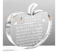 4th Wedding Anniversary 4 Years of Marriage Gifts for Couple Husband Wife Traditional Fruit Gift Forever to Go Paperweight Keepsake Desk Decor