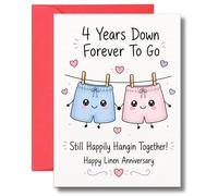 4th Wedding Anniversary Card For Husband Wife Funny Linen A126