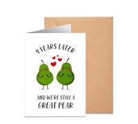 4th Wedding Anniversary Card - Funny We Are A Great Pear Pun Design - Happy 4 Year Milestone Greeting Card for Husband Wife Him Her - Traditional Fruit Theme Gifts with Envelope