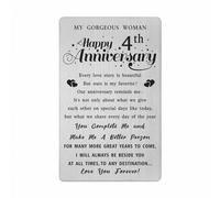 4th Wedding Anniversary Card Gifts for Her Wife, 4 Year Anniversary Card for Her, Happy 4th Anniversary Card for Wife Girlfriend, Woman 4 Year Anniversary Engraved Wallet Card