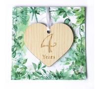 4th Wedding Anniversary Card - Thoughtful 4 Year Anniversary Present for Him or Her - Romantic Keepsake Card with Wooden Heart | 4th Anniversary for Husband, Wife or Couple