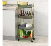 4Tier Acrylic Storage Trolley with Lockable WheelsMobile Utility Shelves for Kitchen Bathroom or StudyStylish Green Rolling Rack