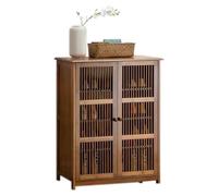 4Tier Bamboo Shoe Cabinet with Drawer & DoorsDurable Chinese Style Storage Organizer for Entryway Hallway Living Room & BedroomWooden Footwear Unit