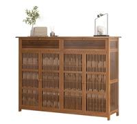 4Tier Bamboo Shoe Cabinet with Drawer & DoorsSturdy Wooden Organizer for Entryway Living Room Hallway BedroomStylish Chinese Design Storage Unit