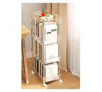 4Tier Mobile Bookshelf Cart Slim Narrow Bookcase Storage Shelves Movable Magazine Rack & Brochure Stand for Home Office Study Room Library Easy to Move