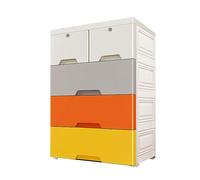 4Tier Plastic Storage Drawer Dresser with Wheels & LocksVersatile Organizer for Clothes Toys & BedroomColorful Tall Cabinet for Playroom & Home Storage Solutions