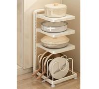 4Tier Pot and Pan Rack for Under Cabinet Kitchen Cabinet Storage Solution SpaceSaving Cookware Adjustable Kitchen Shelf