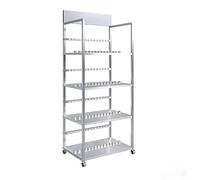 4Tier Rolling Tile Sample Display Stand Mobile Stone & Marble Slab Holder Large ty Floor Rack for Cabinet Doors Silver (23x13x61in/60x35x155cm)