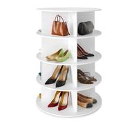 4Tier Rotating Wooden Shoe RackCompact SpaceSaving Storage Organizer for Entryway Stylish Corner Design Perfect for Small Spaces Easy to Use Ideal Shoe Storage Solution