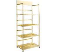 4Tier Tile Display Stand with 40/80 Grids Slotted Rack for Floor Tiles Mobile Exhibition Rack with Wheels Gold 40X35X155CM - Perfect for Showrooms and Trade Shows