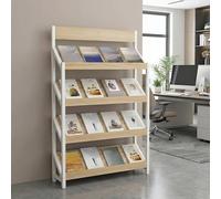 4Tier Wooden Magazine Rack Floor Standing Brochure Holder & Newspaper Display Stand for Office School Mall - Stylish Durable SpaceSaving Design (100x30x150cm)