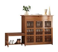 4Tier Wooden Shoe Cabinet with Doors & Drawer Stylish Entryway Storage Rack & Bench for Hallway Living Room Organization SpaceSaving Shoe Organizer