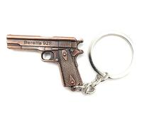 4Trails Beretta 92F Retro Imitation Pistol Gun Pew Pew Vintage Bronze Keychain Metal Gun Model KeyRing
