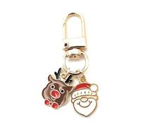 4Trails Christmas Tree Cute Santa Claus Elk Snowman Gingerbread Elf Metal Enamel Keychain Keyring Cartoon New Year Xmas Gift for Men, Women, Kids (Xmas 3)