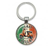 4Trails Ciao Bella Keychain, Italian Flag Design, Vintage Scooter Theme, Metal Keyring
