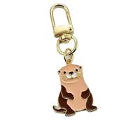 4Trails Cute Otter Keychain, Gold-Plated Metal with Enamel, Light Brown Animal Charm, Decorative Clip-On