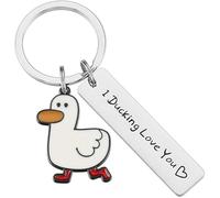 4Trails Duck Keychain I DUCKING LOVE YOU, Metal Duck Key Chain Keyring, Couple Keychain, Duck Inspirational Gift for Duck Lover birthday holidays