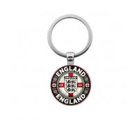 4Trails England Keychain, Metal, Silver, Three Lions Crest, Red and White
