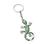 4Trails Gecko Lizard Keychain Lucky Keyring Geometric Pattern, Metal Design Great Gift Pink Green