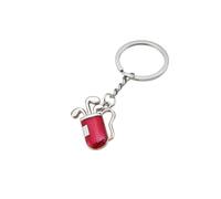 4Trails Golf Mini Racket Ball Pendant Keychain, Metal Golf Clubs Keyring, Creative Sports Football Lucky Red Blue Metal (Red)