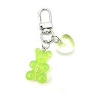 4Trails Gummy Bear Keychain with Heart Charm, Resin Bear Lucky Cute Keyring (Green)