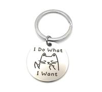 4Trails I Do What I Want Cat Keychain Cat Lover Keychain Gift for Male Cat Key chains for Women Pet Owner Gift keyring Idea Pet