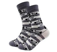 4Trails Men Funny Raccoon Patterned Gift Socks, Grey and White