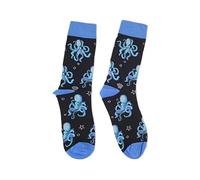 4Trails Men's Octopuses Squid Cartoon Cotton Crew Socks UK 7.5-12 Blue