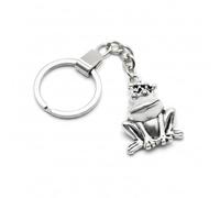 4Trails Metal Frog Prince Keychain, Silver, Crown Charm, Keyring with Chain