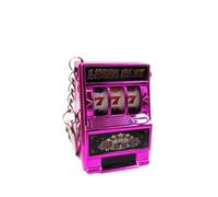 4Trails Mini Pink Fruit Bandit Machine Working Game Keychains Pendant Mini Casino Charm Jackpot Keychains Pocket Toy Bag Lucky