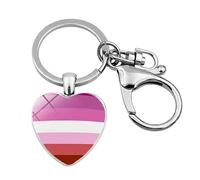 4Trails Pride Heart Keychain, LGBT Flag Design, Metal Charm with Lobster Clasp, 12 Designs Lesbian Flag