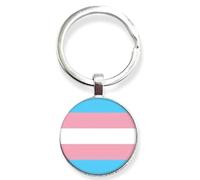 4Trails Pride Heart Keychain, LGBT Flag Design, Metal Charm with Lobster Clasp, 12 Designs Transgender flag
