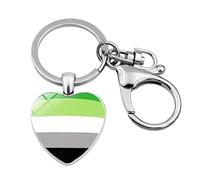 4Trails Pride Heart Keychain, LGBT Flag Design, Metal Charm with Lobster Clasp, Aromantic Pride Flag