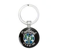 4Trails Scotland It's in My DNA Keychain, Round Pendant with Thistle Design Black