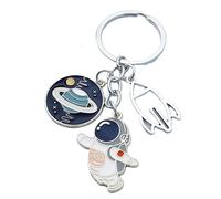 4Trails Space Theme Keychain with Astronaut, Planet and Rocket Charms, Metal Spaceman Astronaut Keyring