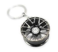 4Trails Wheel Hub Tyre Car Keychain Auto Parts Keyring Lucky Turbocharger Gift for Driver (Grey)