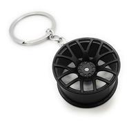 4Trails Wheel Hub Tyre Car Keychain Auto Parts Keyring Lucky Turbocharger Gift for Driver Matte Black