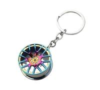 4Trails Wheel Hub Tyre Car Keychain Auto Parts Keyring Lucky Turbocharger Gift for Driver (Multi)