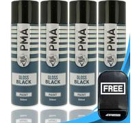 4TRESS 4 x PMA Gloss Black Spray Paint Fast-Drying Professional Cans 500ml Non-Slip Dash Mat(4T-PCPA1003)