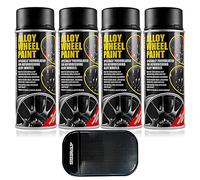 4TRESS E-Tech 4 x 400ml Motorsport Black Chip Resistant Alloy Wheel Spray Paint Non Slip Car Dash Mat