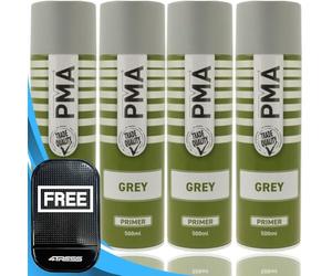 4TRESS PMA 4 x Matt Grey Primer Aerosol Spray Paint Cans 500ml High Coverage Non-Slip Dash Mat(4T-PCPA1019)