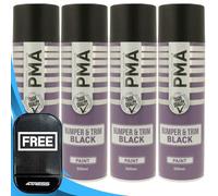 4TRESS PMA 4x Car BLACK Plastic Bumper & Trim Spray Paint 500ml Fast Dry Cans Non-Slip Dash Mat(4T-PCPA1034)