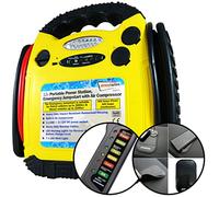 4TRESS PP1 Portable Power Pack - 900 Amp Emergency Jump Starter with 260 psi Air Compressor, 12 V Battery, Adapter Kit, LED Warning Lights with Car Battery Alternator Tester and Non Slip Car Dash Mat