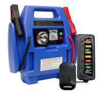 4TRESS PP9 900A Portable Power Pack- Rechargeable Emergency Jump Starter with 300psi Air Compressor, 12V Battery, LED Work Light with Car Battery Alternator Tester and 4TRESS Non Slip Car Dash Mat