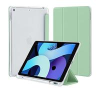 4UBonLife Case for iPad 10.2 inch 9th 8th 7th Generation Case 2021/2020/2019 with Pencil Holder, Slim Stand Smart Case Soft TPU Translucent Frosted Back Cover Shell for Apple iPad 9/8/7, Mint Green