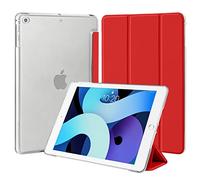 4UBonLife Case for iPad 6th / 5th Generation 9.7 Inch 2018/2017, Compatible with iPad Air 2/1 Case, Slim Stand Protective Cover with Translucent Frosted Hard Back Shell, Red