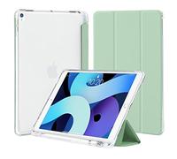 4UBonLife Case for iPad 9th/8th/7th Generation 10.2" 2021/2020/2019 for iPad Air 3/Pro 10.5" 2017 Cover Case with Pencil Holder, Slim Lightweight Soft TPU Translucent Frosted Back Shell, Mint Green