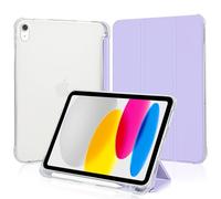 4UBonLife Case for iPad A16 11th Generation 11 Inch 2025, iPad 10th Generation Case 10.9 inch 2022, Slim Stand Smart Cover with Pencil Holder, TPU Soft Translucent Frosted Back Shell, Lilac Purple