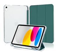 4UBonLife Case for iPad A16 11th Generation 11 Inch 2025, iPad 10th Generation Case 10.9 inch 2022, Slim Stand Smart Cover with Pencil Holder, TPU Soft Translucent Frosted Back Shell, Night Green